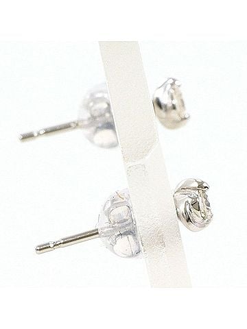 Unbranded PT900 Platinum Earrings with 0.05g Diamonds x 2, Total Weight Approx. 0.4g, Used Jewelry, Like New Condition (view 2)