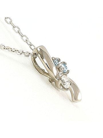 Unbranded K10 10K WG White Gold Necklace with Blue Diamonds (Total 0.05g), Total Weight Approx. 1.0g, 40cm, Jewelry, Used, Like New Condition (view 2)