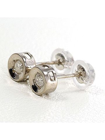 Unbranded K14 14K WG White Gold Earrings with 0.05mm Diamonds x 2, Total Weight Approx. 0.5g, Jewelry, Used, Like New Condition (view 1)