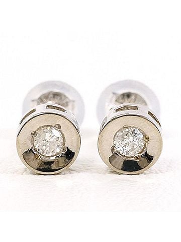 Unbranded K14 14K WG White Gold Earrings with 0.05mm Diamonds x 2, Total Weight Approx. 0.5g, Jewelry, Used, Like New Condition (view 2)