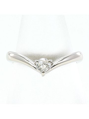 Unbranded PT900 Platinum Ring with Diamond, Total Weight Approx. 1.6g, Used Jewelry, Like New Condition (view 1)