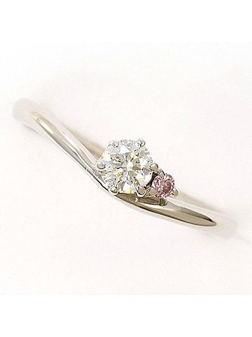 Unbranded PT900 Platinum Ring, Diamond 0.158g, Pink 0.02g, Total Weight Approx. 2.0g, Jewelry, Used, Like New Condition (view 1)