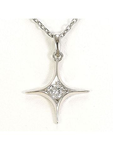 Unbranded PT900 Platinum Necklace with 0.08 Carat Diamond, Total Weight Approx. 3.5g, 40cm, Used Jewelry, Like New Condition (view 1)