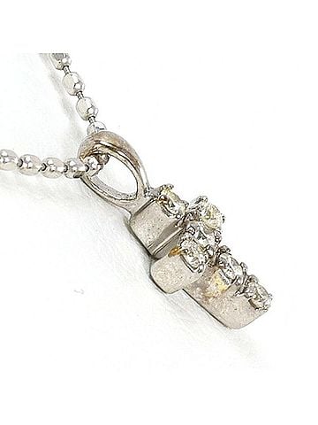 Unbranded K10 10K White Gold (WG) and PT850 Necklace with Diamonds. Total weight approximately 1.9g. Approximately 42cm. Jewelry. Used, like new condition. (view 2)
