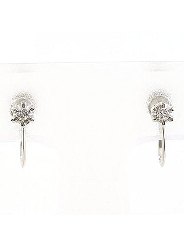 Unbranded PT900 Platinum Earrings with 0.03g Diamonds x 2, Total Weight Approx. 1.3g, Used Jewelry, Like New Condition (view 1)