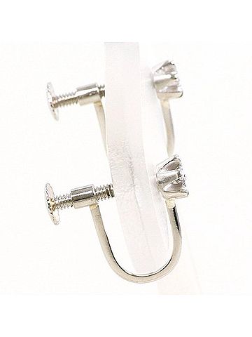 Unbranded PT900 Platinum Earrings with 0.03g Diamonds x 2, Total Weight Approx. 1.3g, Used Jewelry, Like New Condition (view 2)