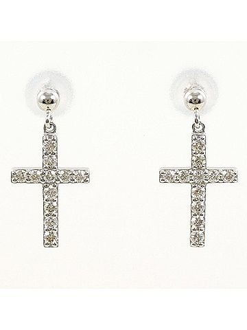 Unbranded PT900 Platinum Earrings with 0.16ct Diamonds x 2, Total Weight Approx. 1.6g, Used Jewelry, Like New Condition (view 1)