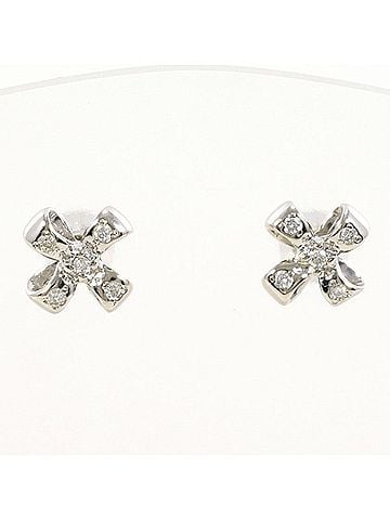 Unbranded PT900 Platinum PT950 Earrings with Diamonds, Total Weight Approx. 1.7g, Used Jewelry, Like New Condition (view 1)