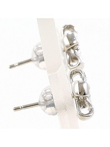 Unbranded PT900 Platinum PT950 Earrings with Diamonds, Total Weight Approx. 1.7g, Used Jewelry, Like New Condition (view 2)