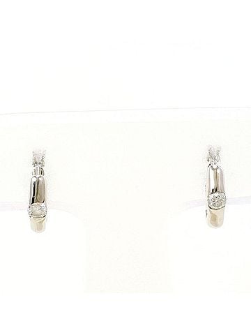 Unbranded PT900 Platinum Earrings with 0.06mm Diamonds (x2), Total Weight Approx. 1.5g, Used/Like New Condition. (view 1)