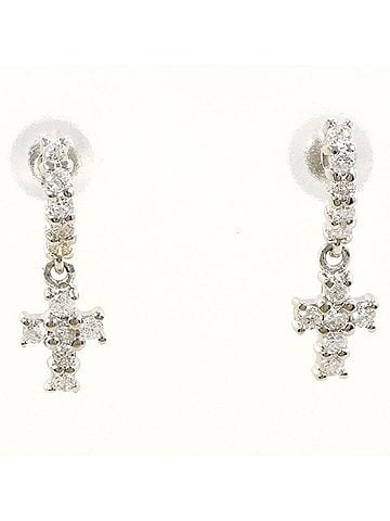 Unbranded PT900 Platinum Earrings with 0.12mm Diamonds (x2), Total Weight Approx. 1.3g, Used/Like New Condition. (view 1)