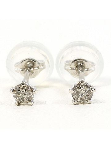 Unbranded PT900 Platinum Earrings with 0.05g Diamonds x 2, Total Weight Approx. 0.4g, Used Jewelry, Like New Condition (view 2)