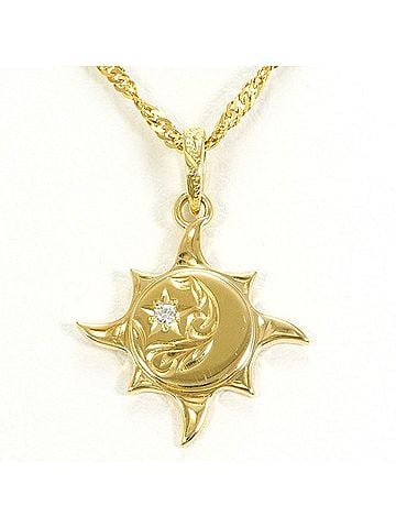 Unbranded K14 14K Yellow Gold Necklace with Diamonds, Total Weight Approx. 3.3g, 50cm, Jewelry, Used, Like New Condition (view 1)