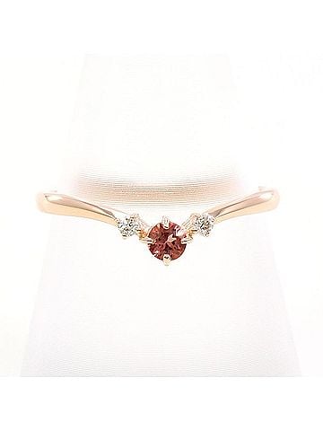 Unbranded K10 10K YG Yellow Gold Ring, Pink Tourmaline and Diamond, Total Weight Approx. 1.2g, Jewelry, Used, Like New Condition (view 1)