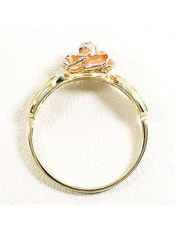 Unbranded 10K YGPG Ring with Diamond, Total Weight Approx. 1.8g, Used Jewelry, Like New Condition (view 2)