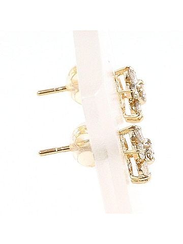 Unbranded K14PG earrings with 0.20 carat diamonds x 2, total weight approximately 0.5g, pre-owned, like new. (view 2)