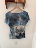 AGB 98% Polyester 4% Spandex 100% Polyester Blue Short Sleeve Blouse Size L - photo 5