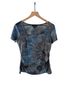 AGB 98% Polyester 4% Spandex 100% Polyester Blue Short Sleeve Blouse Size L - photo 1