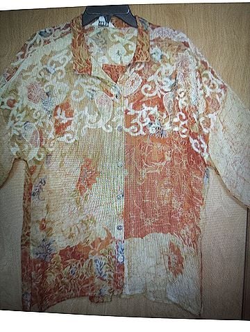 Citron Santa Monica Collection oversized Small boxy chiffon bust 53" = One Size fit Button-Down Shirt (view 1)