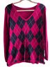 Tommy Hilfiger 100% Cotton Argyle Pink Black Pullover Sweater Size M - photo 1