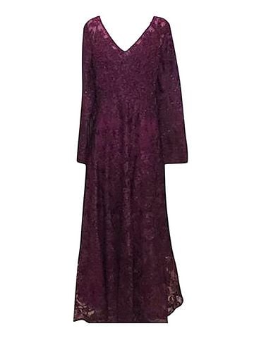 Mac Duggal Mac Duggal 20409 Burgundy Beaded Embroidered Gown Long Sleeve Formal Dress 12 Cocktail Dress (view 1)