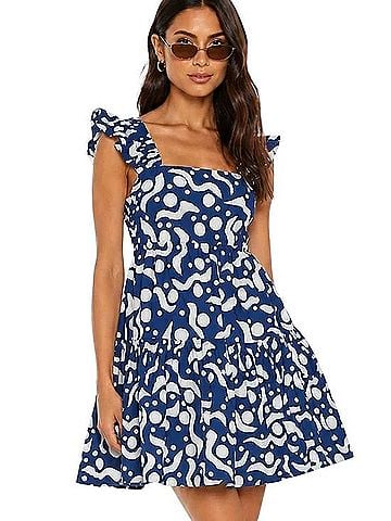 Oliphant Smocked Square Neck Mini Dress Casual Dress (view 1)