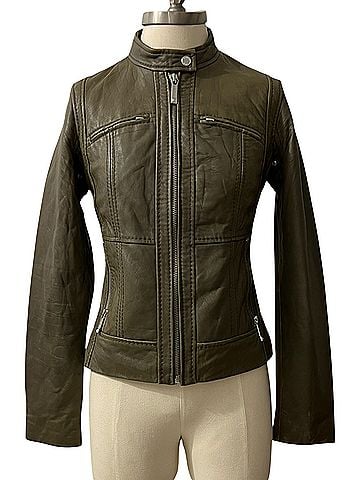 Michael Kors Motorcycle Fitted  Leather Jacket (view 1)