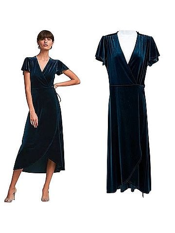BHLDN Thrive Velvet Wrap Midi Dress Casual Dress (view 1)