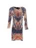 MSGM 100% Polyester 100% Polyamide Print Blue Red Gold Silver Cocktail Dress Size 2 - photo 1