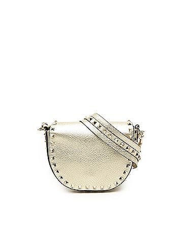 Valentino Metallic Grained Calfskin Rockstud Saddle Crossbody (view 1)