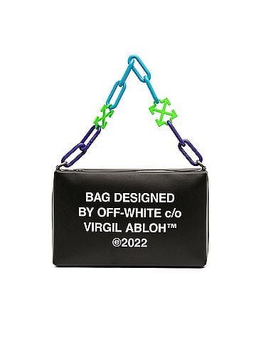 OFF-WHITE Leather Block Pouch Quote Clutch with Chain (view 1)