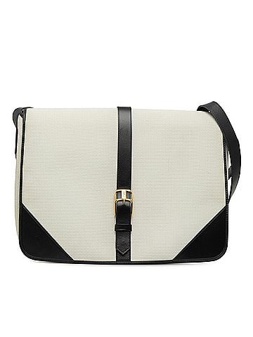 Saint Laurent Leather Trimmed Canvas Messenger Bag (view 1)