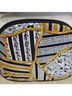 Oscar De La Renta Floral Stripes Black White Yellow Makeup Bag One size - photo 8