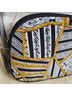 Oscar De La Renta Floral Stripes Black White Yellow Makeup Bag One size - photo 7