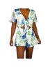 Show Me Your Mumu 100% Polyester Floral White Blue Green Romper Size M - photo 1
