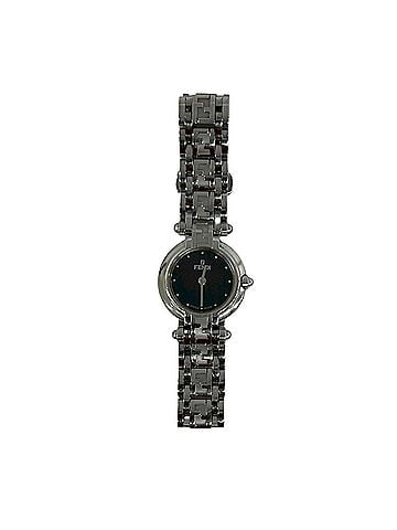 Fendi FENDI Orologi 750L FF Logo Stainless Steel Quartz Watch, Silver/Black, L2161 (view 1)