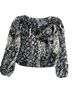 Alice + Olivia Snake Print Black Gray 3/4 Sleeve Silk Top Size S - photo 2