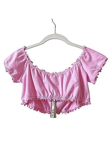 SKIMS Pointelle Logo Crop Top Short Sleeve T-Shirt (view 2)