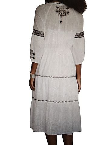 Jade by Johnny Was Cam Tiered midi-dress with Irenie embroidery  Casual Dress (view 2)