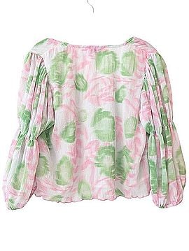 Ganni Floral-Print Pleated Georgette Blouse Short Sleeve Blouse (view 2)
