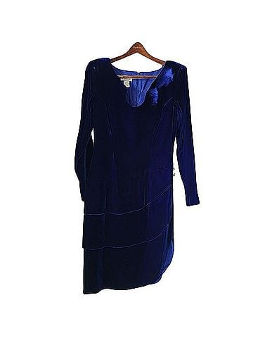 Rimini Crushed Velvet Royal Blue Cocktail Dress (view 1)