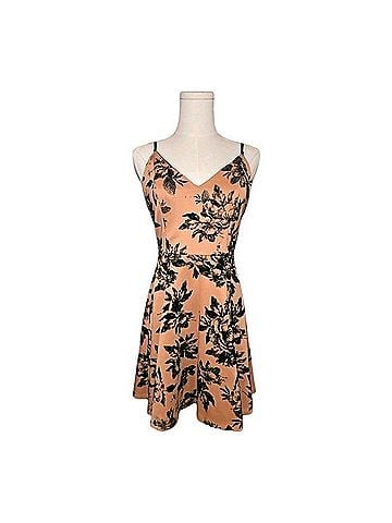 Aqua Peach Floral Casual Dress (view 1)