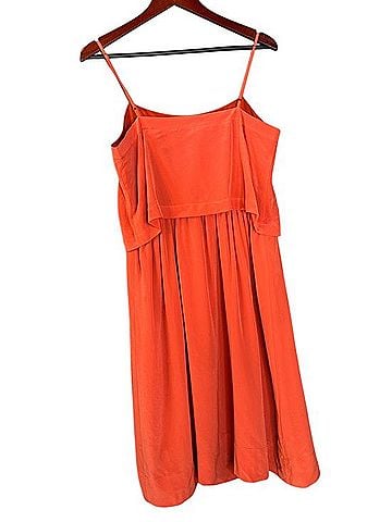 Madewell Silk Coral Spaghetti-Strap Cami Midi Dress Casual Dress (view 2)