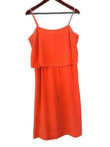 Madewell Silk Coral Spaghetti-Strap Cami Midi Dress Casual Dress (view 1)