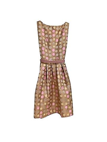 Eva Franco Sleeveless Gold Pink Polka Dot Belt Dress Cocktail Dress (view 2)