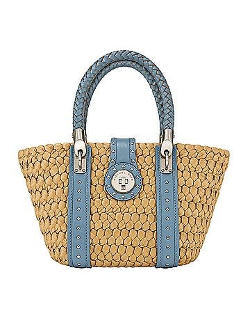 Michael Kors Santorini Woven Raffia Leather Tote (view 1)