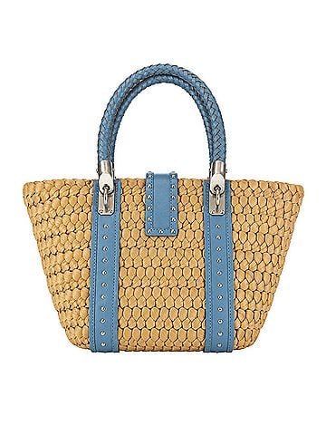 Michael Kors Santorini Woven Raffia Leather Tote (view 2)