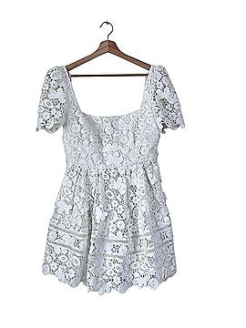 Self-Portrait Grosgrain trimmed Guipure Lace Mini Dress Cocktail Dress (view 2)