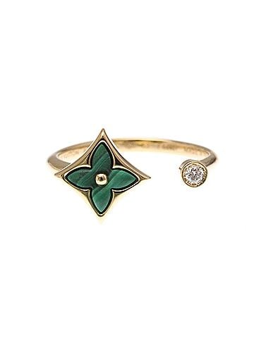 Louis Vuitton Louis Vuitton Color Blossom Star Mini Ring Q9S81H Pink Gold (18K) Fashion Diamond,Malachite Band Ring Pink Gold (view 1)