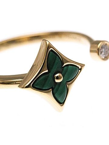 Louis Vuitton Louis Vuitton Color Blossom Star Mini Ring Q9S81H Pink Gold (18K) Fashion Diamond,Malachite Band Ring Pink Gold (view 2)
